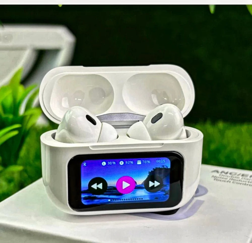 HOMESHINE Wireless White Display Earbuds, Touch pods